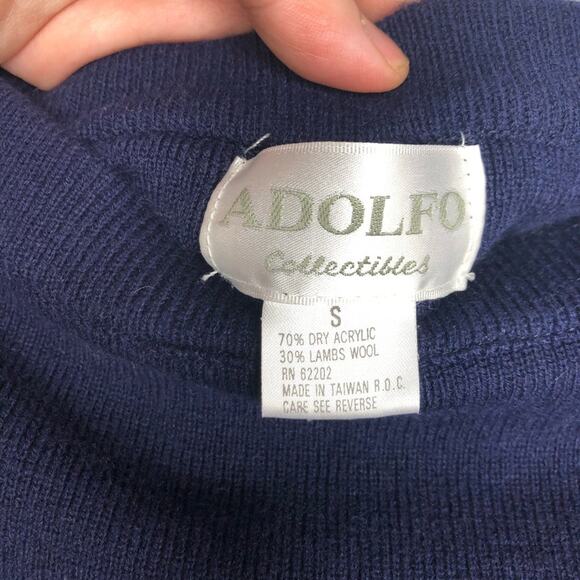 Adolfo Collectibles Wool Blend Knit Skirt Navy S - Picture 3 of 5